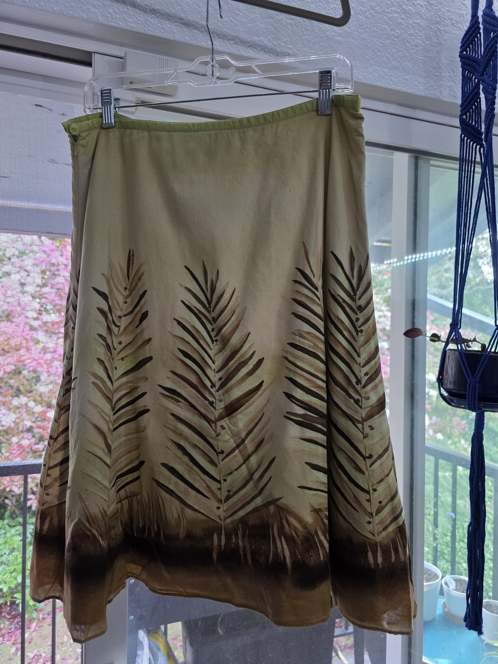 Liz Claiborne Olive and Brown A-Line Midi Skirt